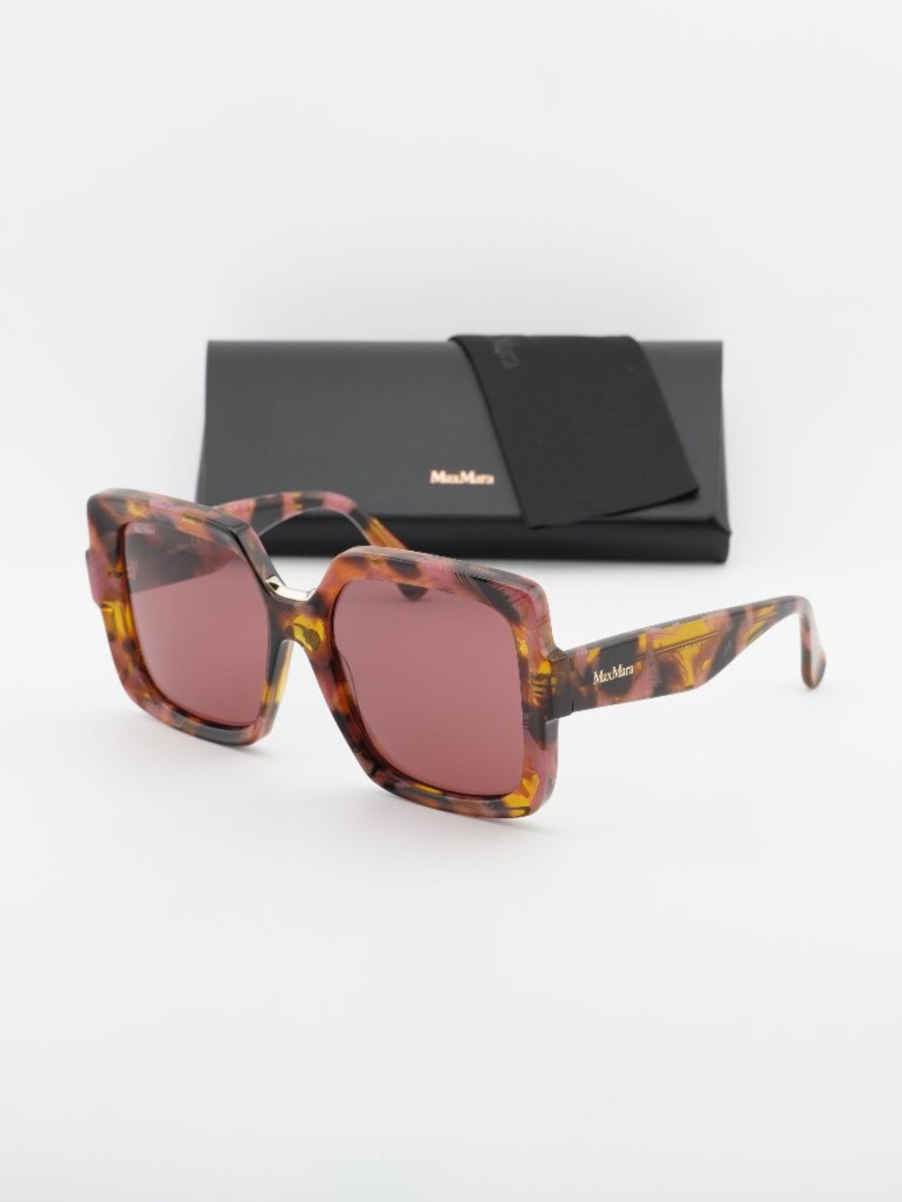 Max Mara ERNEST MM0088 55S Square Sunglasses - Havana / Bordeaux